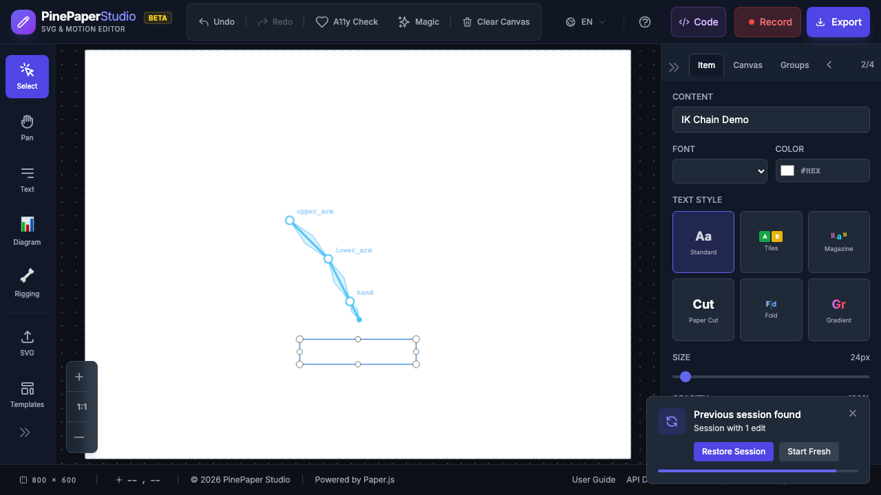 IK handle being dragged